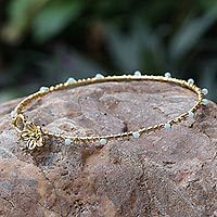 Gold plated chalcedony bangle bracelet,
