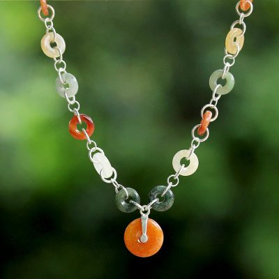 Quartz and jade pendant necklace, Natural Essence