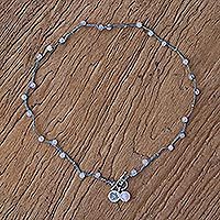 Rose quartz beaded necklace,