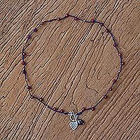 Quartz and garnet beaded necklace,