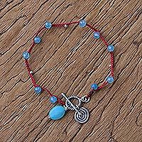 Chalcedony beaded charm bracelet,