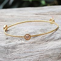 Gold plated rose quartz bangle bracelet,