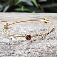Gold plated amethyst bangle bracelet,