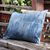 Cotton batik cushion cover, 'Contemporary Indigo' - Indigo and Cream Stripes on Handmade Cotton Cushion Cover (image 2b) thumbail