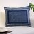 Cotton batik cushion cover, 'Indigo Floral Mosaic' - Indigo Floral Batik Mosaic on Handmade Cotton Cushion Cover thumbail