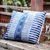 Cotton batik cushion cover, 'Urban Happiness' - Rectangular Cotton Batik Cushion Cover in Indigo and Cream (image 2c) thumbail
