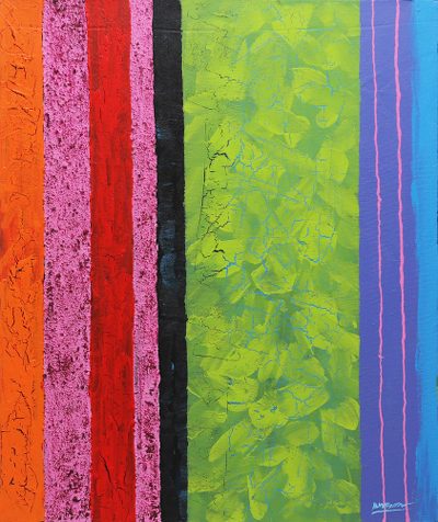 'Summer Breeze I' - Original Abstract Painting in Summer Colors from Thailand