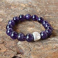 Amethyst beaded stretch bracelet,