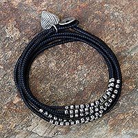 Silver accented wrap bracelet,