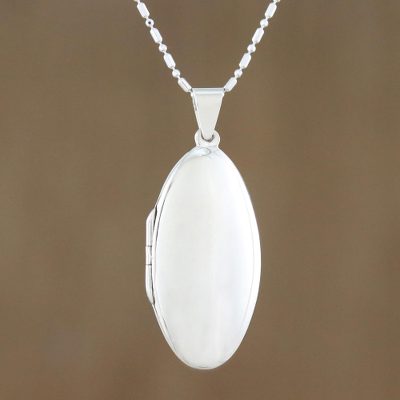 Sterling silver locket necklace, Simple Love