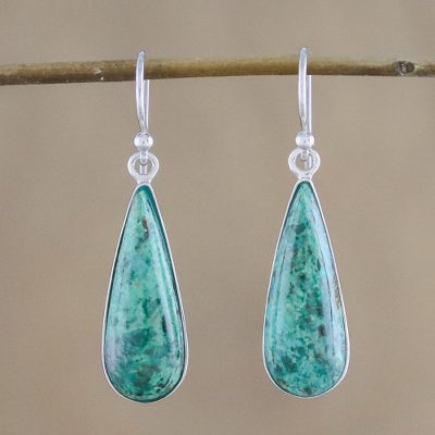 Chrysocolla dangle earrings, Peaceful Rain