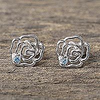 Blue topaz stud earrings,