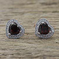 Garnet stud earrings,