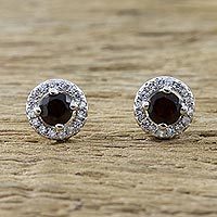 Garnet stud earrings,