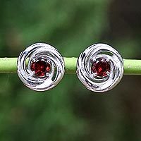 Garnet stud earrings,