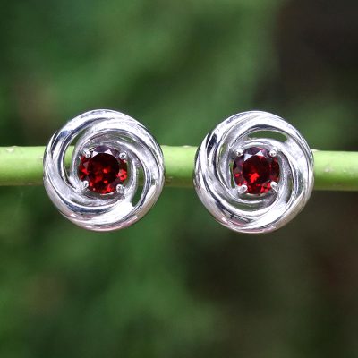 Garnet stud earrings, Red Cyclones