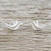 Sterling silver button earrings,