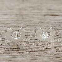 Sterling silver button earrings,