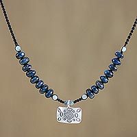 Kyanite and amazonite pendant necklace,