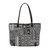 Leather accent cotton blend shoulder bag, 'Sophisticated Geometry' - Leather Accent Cotton Blend Shoulder Bag in Black and White (image 2a) thumbail