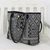 Leather accent cotton blend shoulder bag, 'Sophisticated Geometry' - Leather Accent Cotton Blend Shoulder Bag in Black and White (image 2b) thumbail
