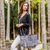 Leather accent cotton blend shoulder bag, 'Sophisticated Geometry' - Leather Accent Cotton Blend Shoulder Bag in Black and White (image 2g) thumbail