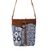 Leather accent cotton blend sling, 'Sapphire Journey' - Leather Accent Cotton Blend Sling in Sapphire and White (image 2a) thumbail