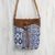Leather accent cotton blend sling, 'Sapphire Journey' - Leather Accent Cotton Blend Sling in Sapphire and White (image 2c) thumbail