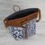 Leather accent cotton blend sling, 'Sapphire Journey' - Leather Accent Cotton Blend Sling in Sapphire and White (image 2d) thumbail
