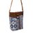 Leather accent cotton blend sling, 'Sapphire Journey' - Leather Accent Cotton Blend Sling in Sapphire and White (image 2f) thumbail