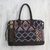 Leather accent cotton blend handbag, 'Exotic Journey' - Leather Accent Cotton Blend Tote Handbag from Thailand (image 2c) thumbail