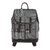 Leather accent cotton blend backpack, 'Geometric Explorer' - Leather Accent Cotton Blend Backpack in Black and White (image 2a) thumbail