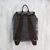 Leather accent cotton blend backpack, 'Geometric Explorer' - Leather Accent Cotton Blend Backpack in Black and White (image 2d) thumbail