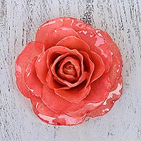 Artisan Crafted Natural Rose Brooch in Pink from Thailand,'Rosy Mood in Pink'