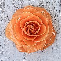 Artisan Crafted Natural Rose Brooch in Peach from Thailand,'Rosy Mood in Peach'