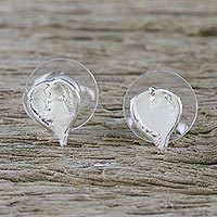 Sterling silver plated natural leaf stud earrings,