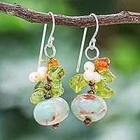 Featured review for Multi-gemstone dangle earrings, Exotic Cluster in Blue
