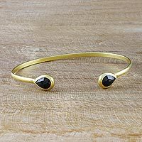 Gold plated onyx cuff bracelet,