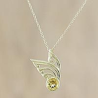 Gold plated citrine pendant necklace,