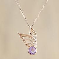 Gold plated amethyst pendant necklace,