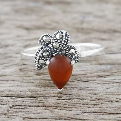 Carnelian cocktail ring, Bright Palm
