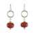 Carnelian dangle earrings, 'Dreamy Night' - Carnelian and Sterling Silver Dangle Earrings form Thailand (image 2a) thumbail