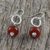 Carnelian dangle earrings, 'Dreamy Night' - Carnelian and Sterling Silver Dangle Earrings form Thailand (image 2b) thumbail
