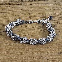 Hematite and silver beaded bracelet,