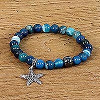Agate beaded charm bracelet,