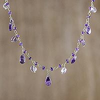 Amethyst and quartz waterfall necklace,