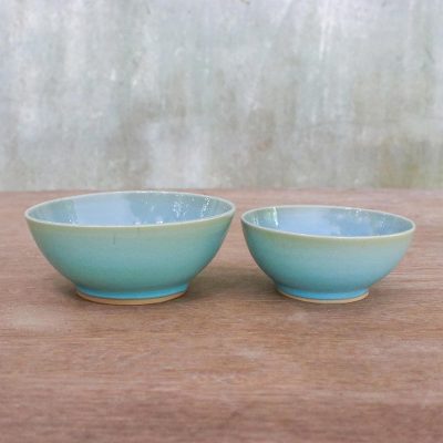 Ceramic bowls, Serene Skies (pair)