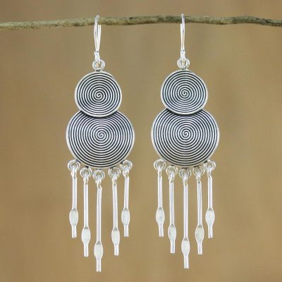 Silver chandelier earrings, Hill Tribe Chimes