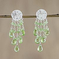 Peridot waterfall earrings,
