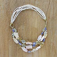 Gold plated multi-gemstone beaded necklace,